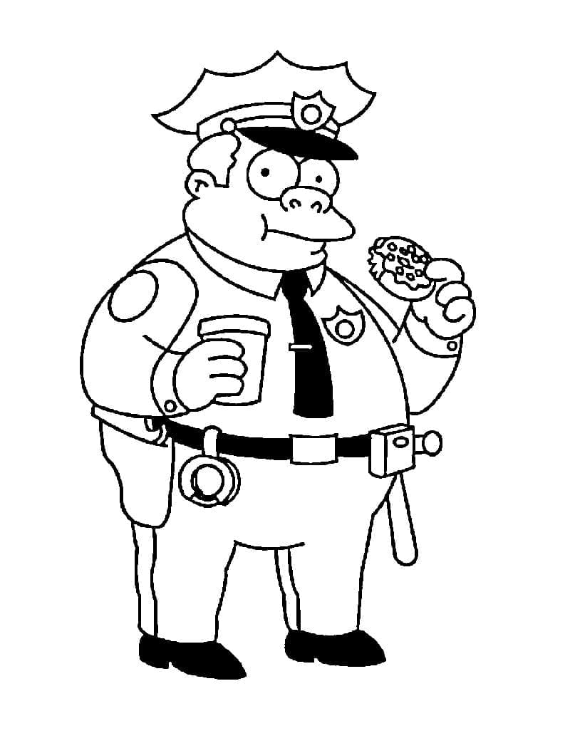 Kolorowanka Szeryf Wiggum z Simpsonowie