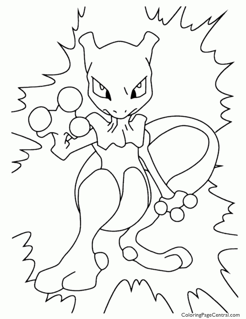 Kolorowanka Zarys Mewtwo