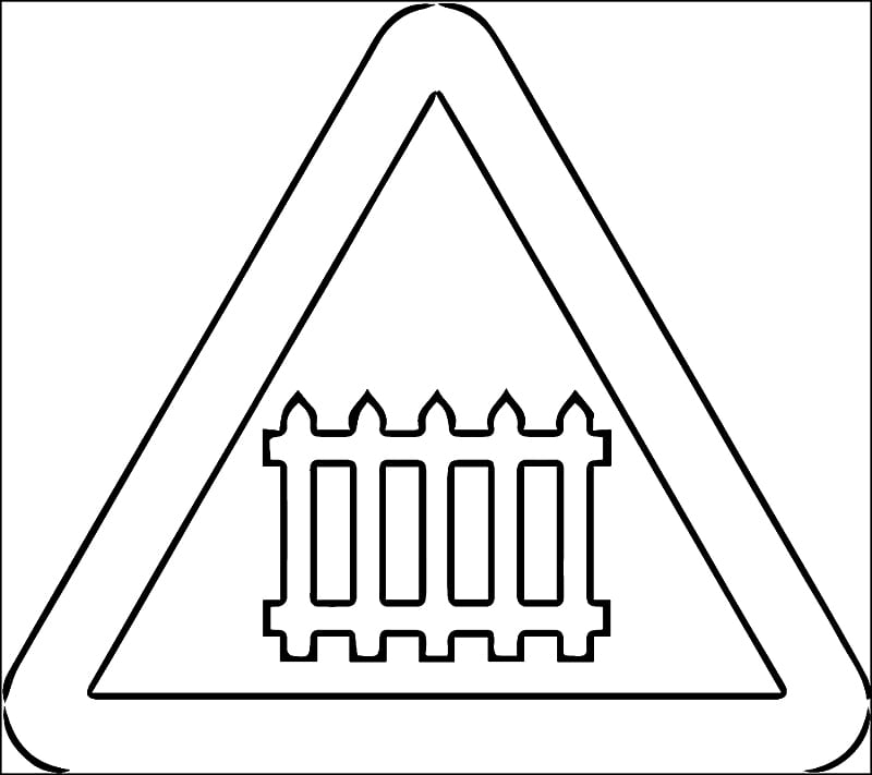 Kolorowanki Znak Przejazd kolejowy z zaporami – drogowy ostrzegawczy