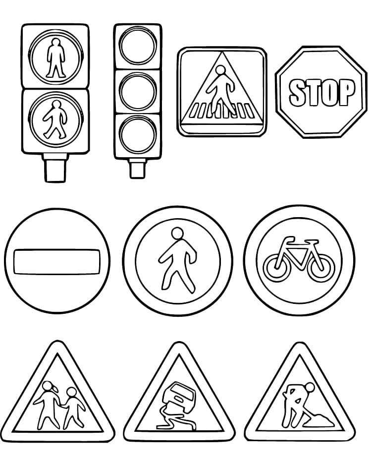 Kolorowanka Znaki Drogowe do wydrukowania