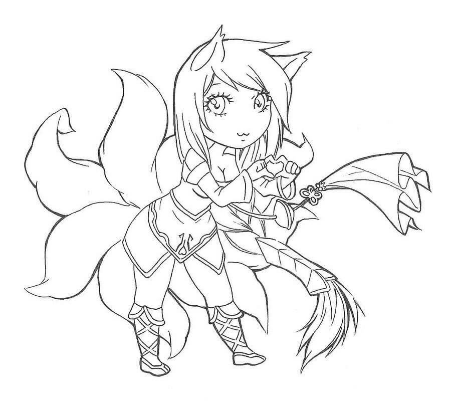 Kolorowanki Narysuj Chibi Ahri