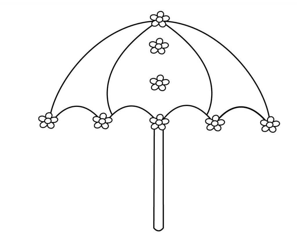 Kolorowanka Parasol z kwiatami