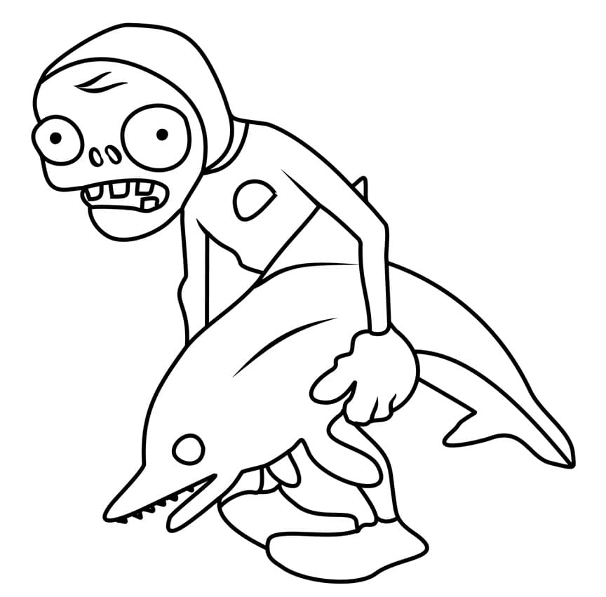 Kolorowanki Rośliny kontra Zombie Dolphin Rider Zombie