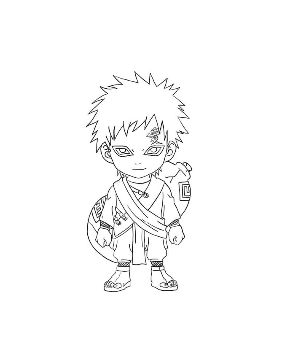 Kolorowanka Uśmiechnięta Chibi Gaara