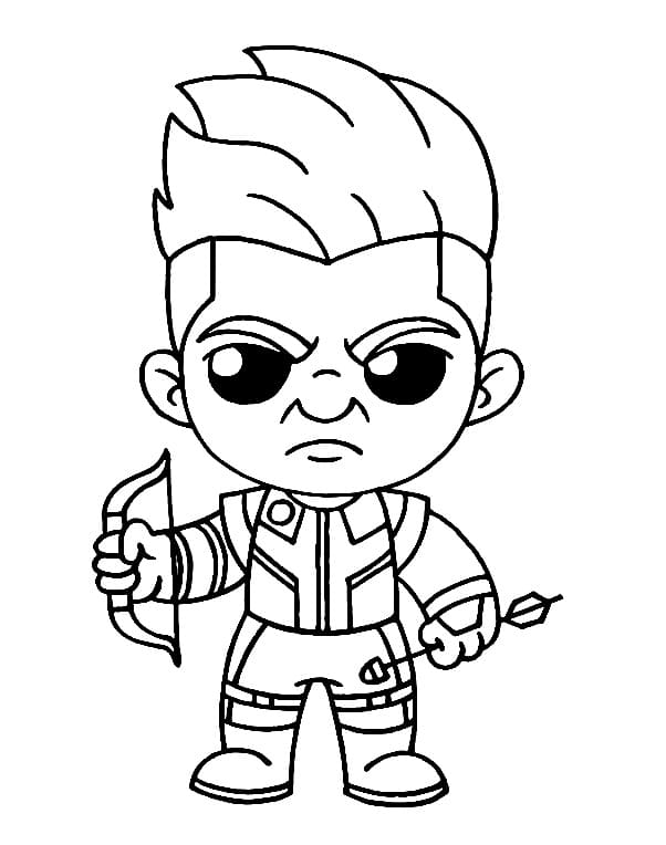 Kolorowanka Wściekły Chibi Hawkeye