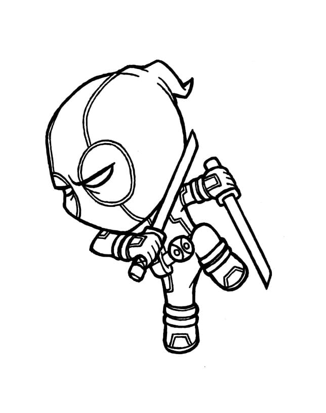 Kolorowanka Wydrukowalny Chibi Deadpool