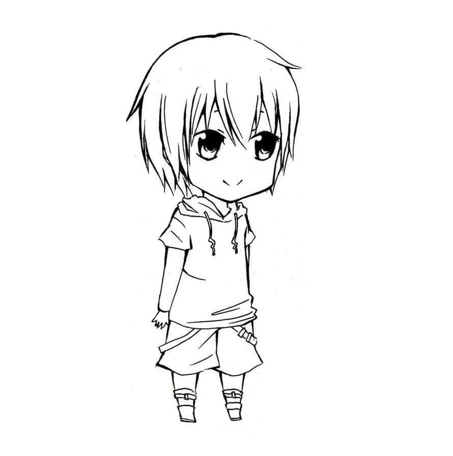 Kolorowanki Rysunki anime Chibi Boy