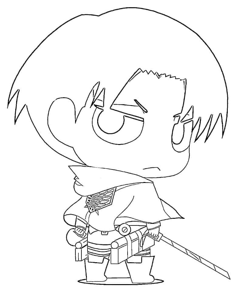 Kolorowanka Narysuj Chibi Levi Ackerman za darmo