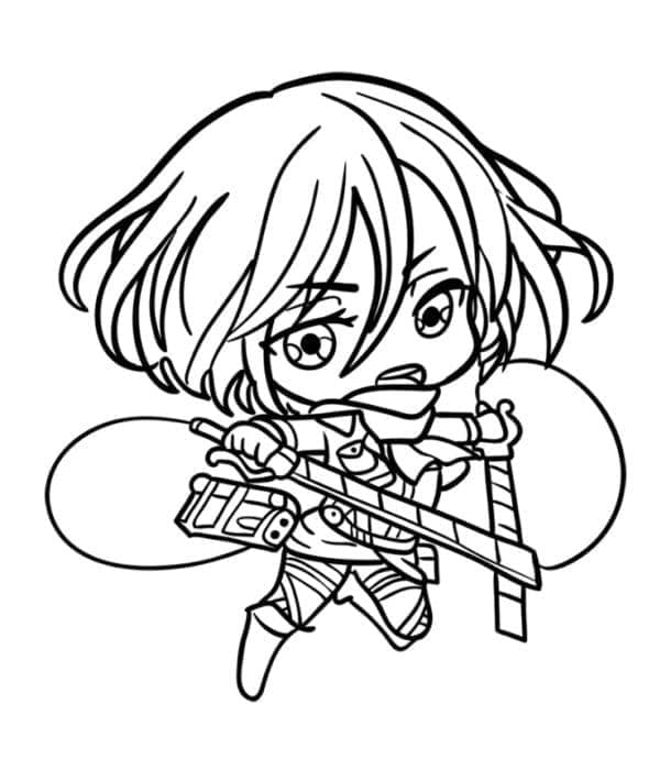 Kolorowanki Narysuj Chibi Mikasa Ackerman za darmo