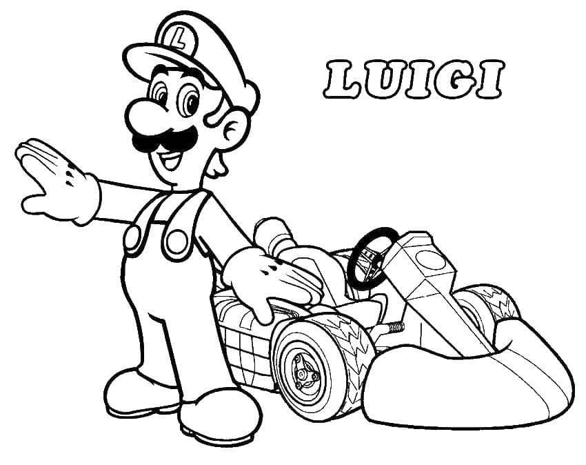 Kolorowanki Narysuj Luigiego z Mario Kart