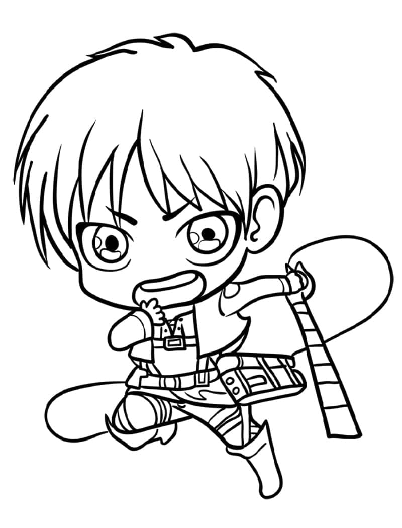 Kolorowanki Słodki Chibi Eren Yeager