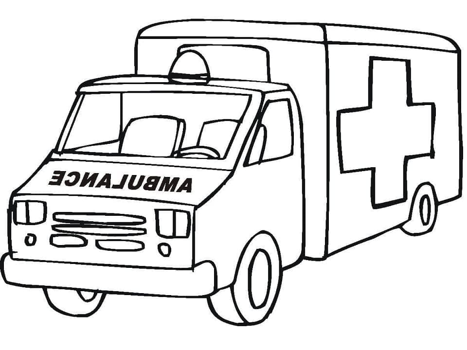 Kolorowanka Narysuj Ambulans dla dzieci