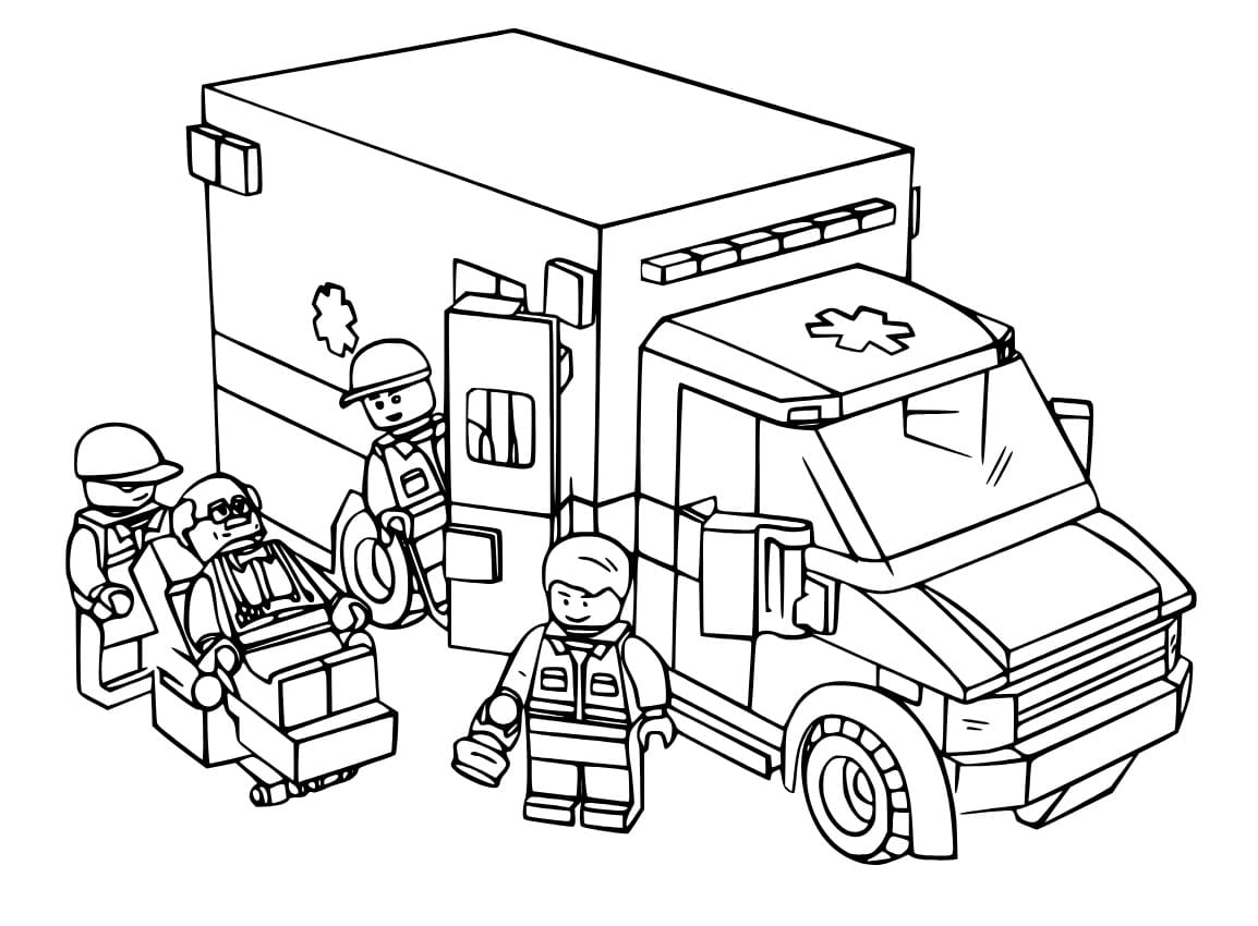 Kolorowanka Narysuj Lego Ambulans