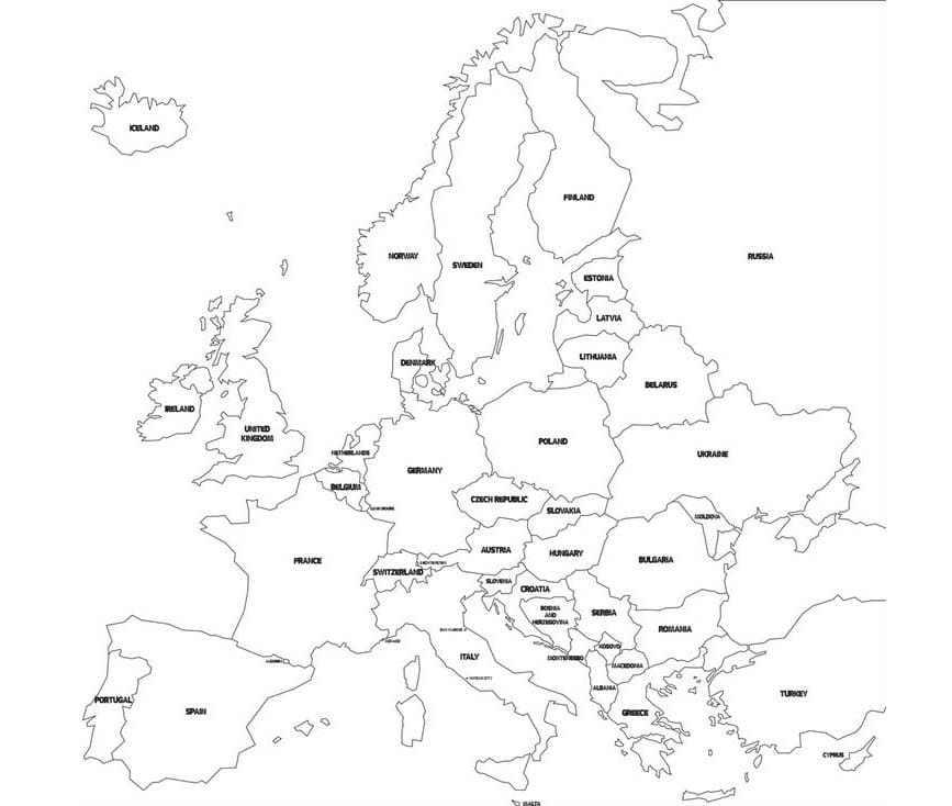 Kolorowanka Mapa Europy HD