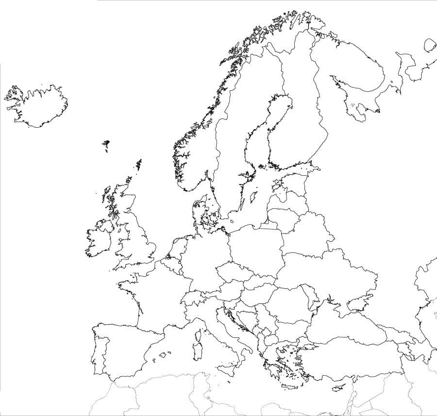 Kolorowanka Mapa Europy dla studentów