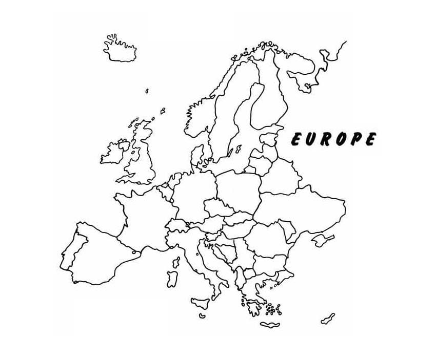 Kolorowanka Mapa Europy do druku