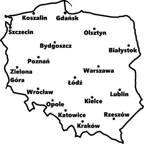 Kolorowanka Mapa Polski łatwa