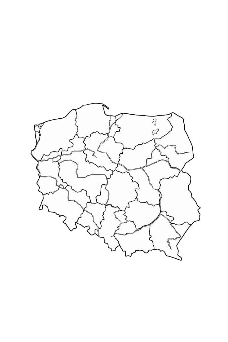 Kolorowanka Mapa Polski podstawowa