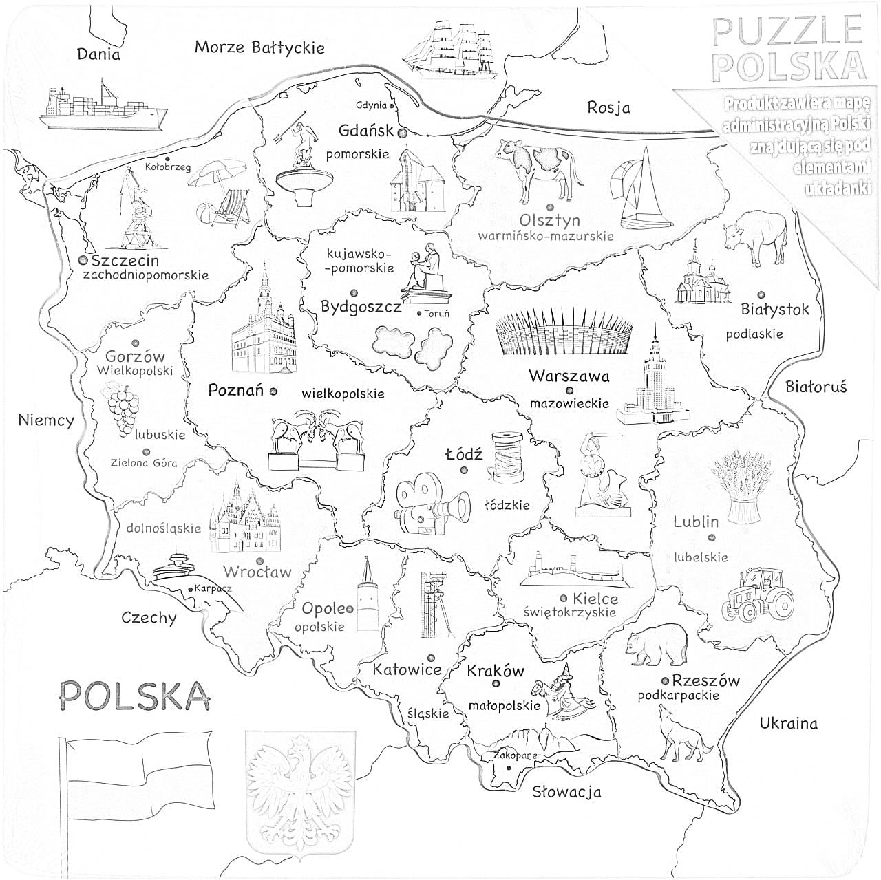 Kolorowanka Mapa Polski z dziećmi