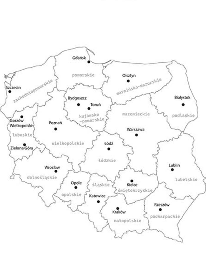 Kolorowanka Mapa Polski za darmo