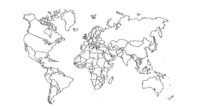 Kolorowanka Mapa Świata łatwa podstawowa