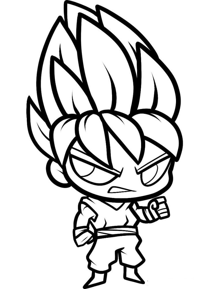 Kolorowanki Narysuj Chibi Goku