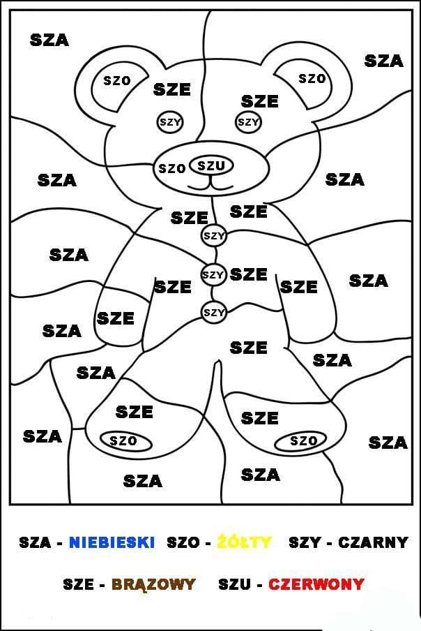 Kolorowanki Narysuj Sylabowe niedźwiedź
