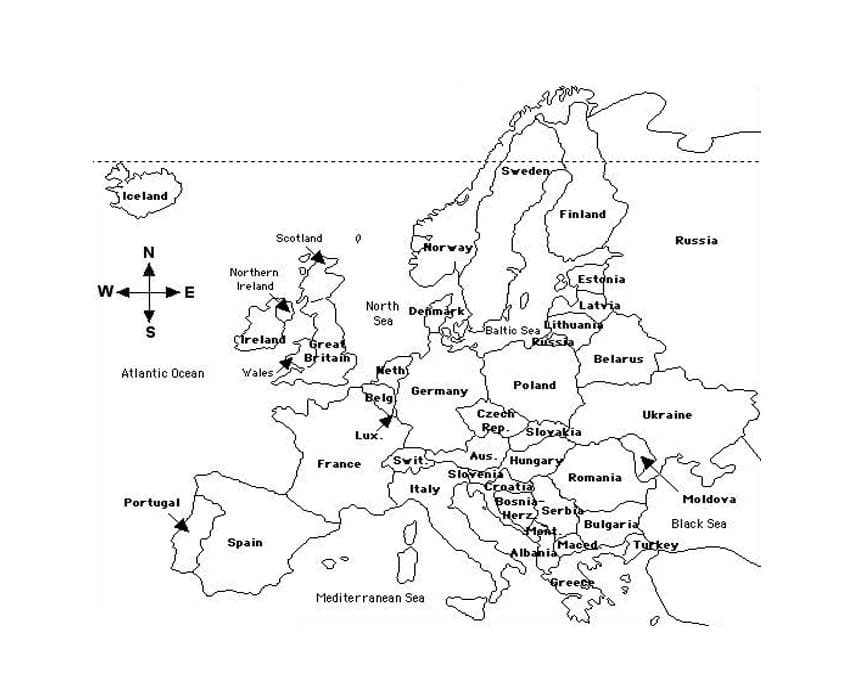 Kolorowanka Obrazek Mapa Europy