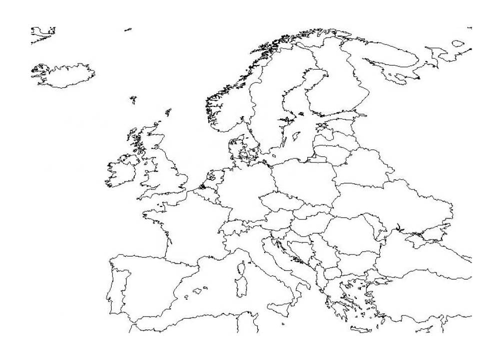 Kolorowanka Pusta Mapa Europy HD