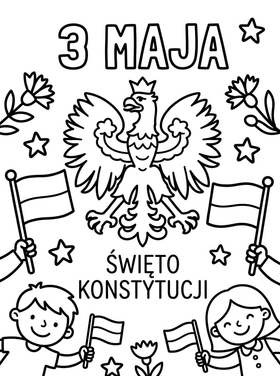 Kolorowanka Święto Konstytucji Trzeciego Maja dla dzieci
