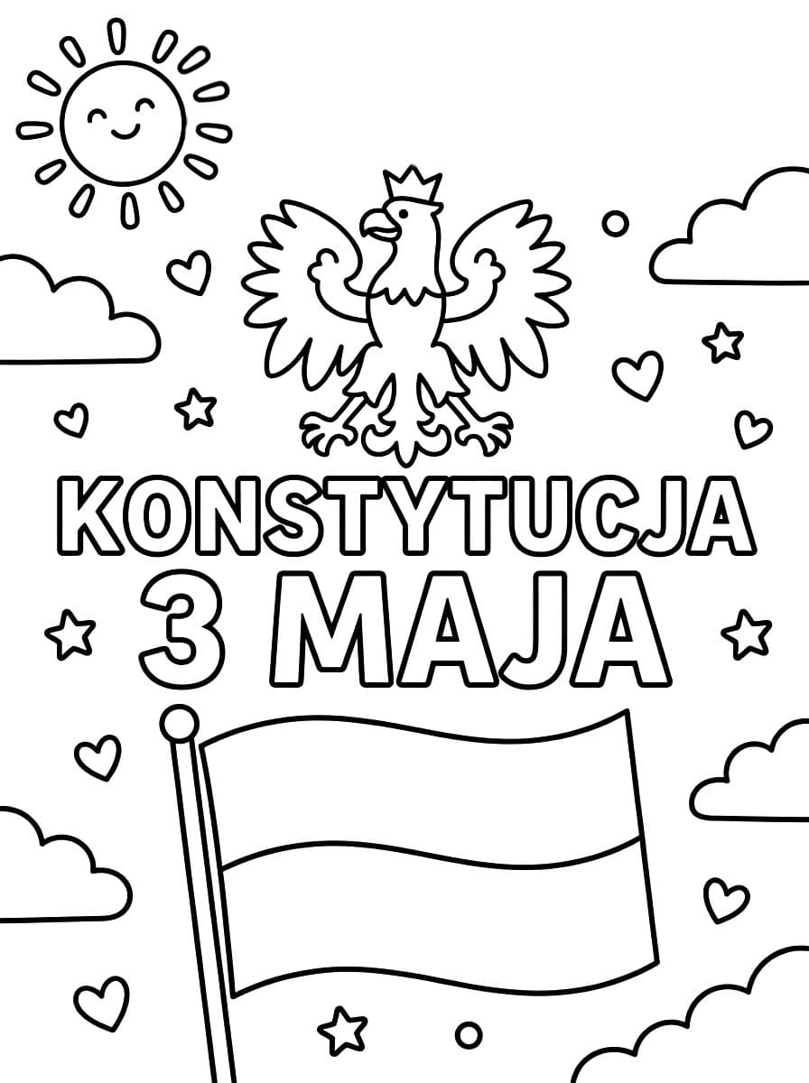Kolorowanka Święto Konstytucji Trzeciego Maja dzieci