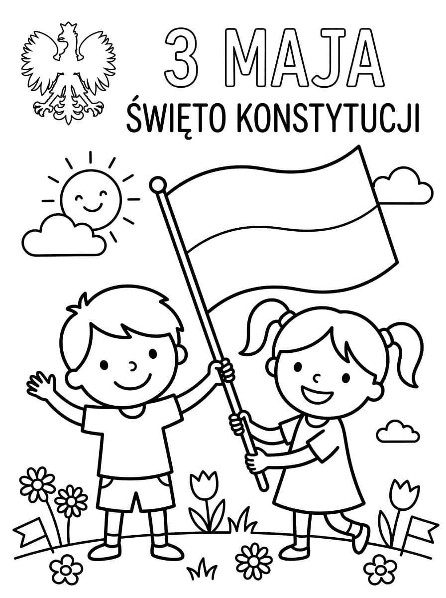 Kolorowanka Święto Konstytucji Trzeciego Maja podstawowy