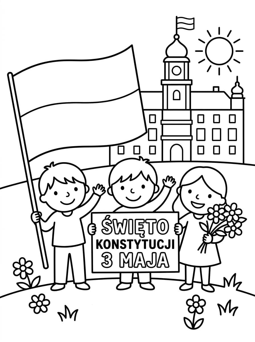 Kolorowanka Dziewczyna z Święto Konstytucji Trzeciego Maja