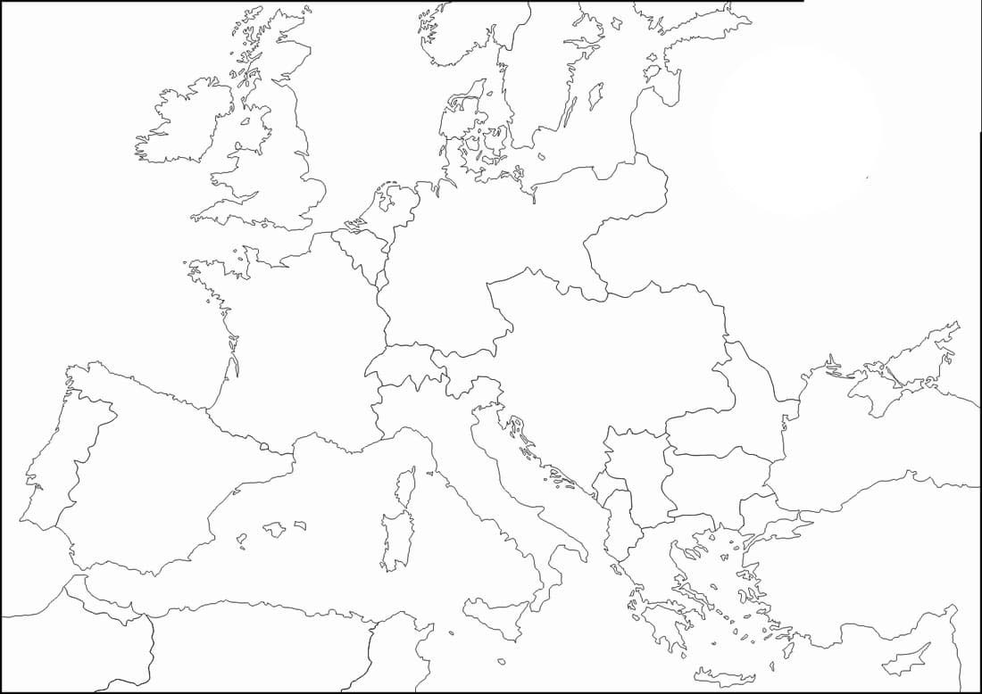 Kolorowanka Pusty obraz Mapa Europy