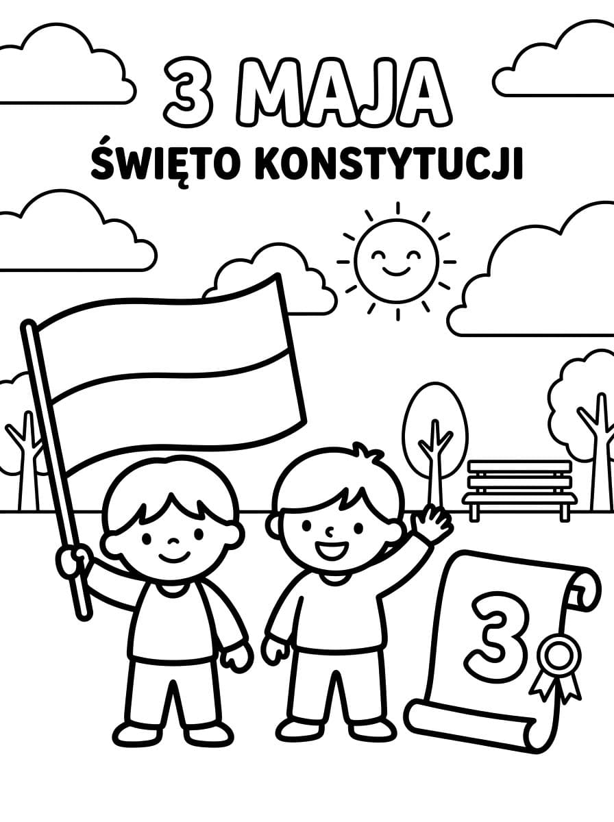 Kolorowanka Święto Konstytucji Trzeciego Maja Od dzieci