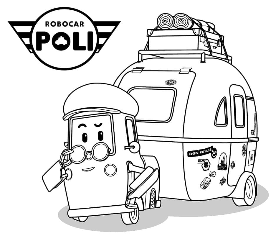 Kolorowanka Narysuj Camp z Robocar Poli