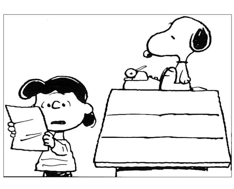 Kolorowanki Narysuj Lucy Van Pelt i Snoopy