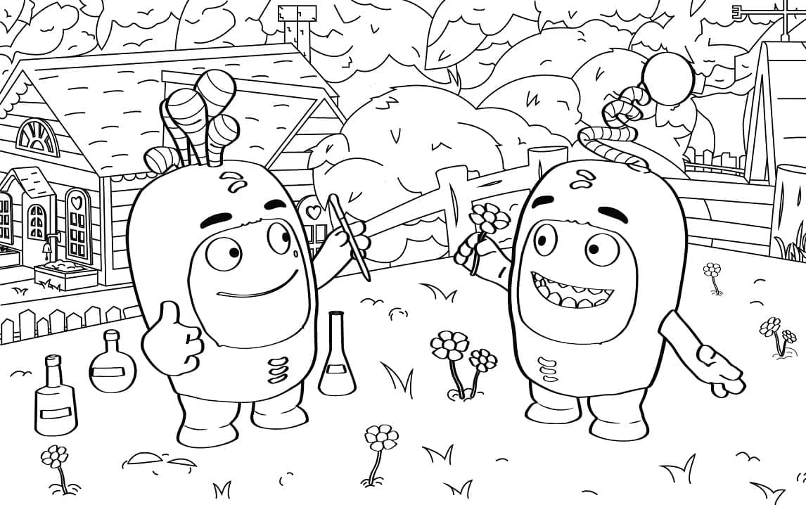 Kolorowanka Bubbles i Newt z Oddbods