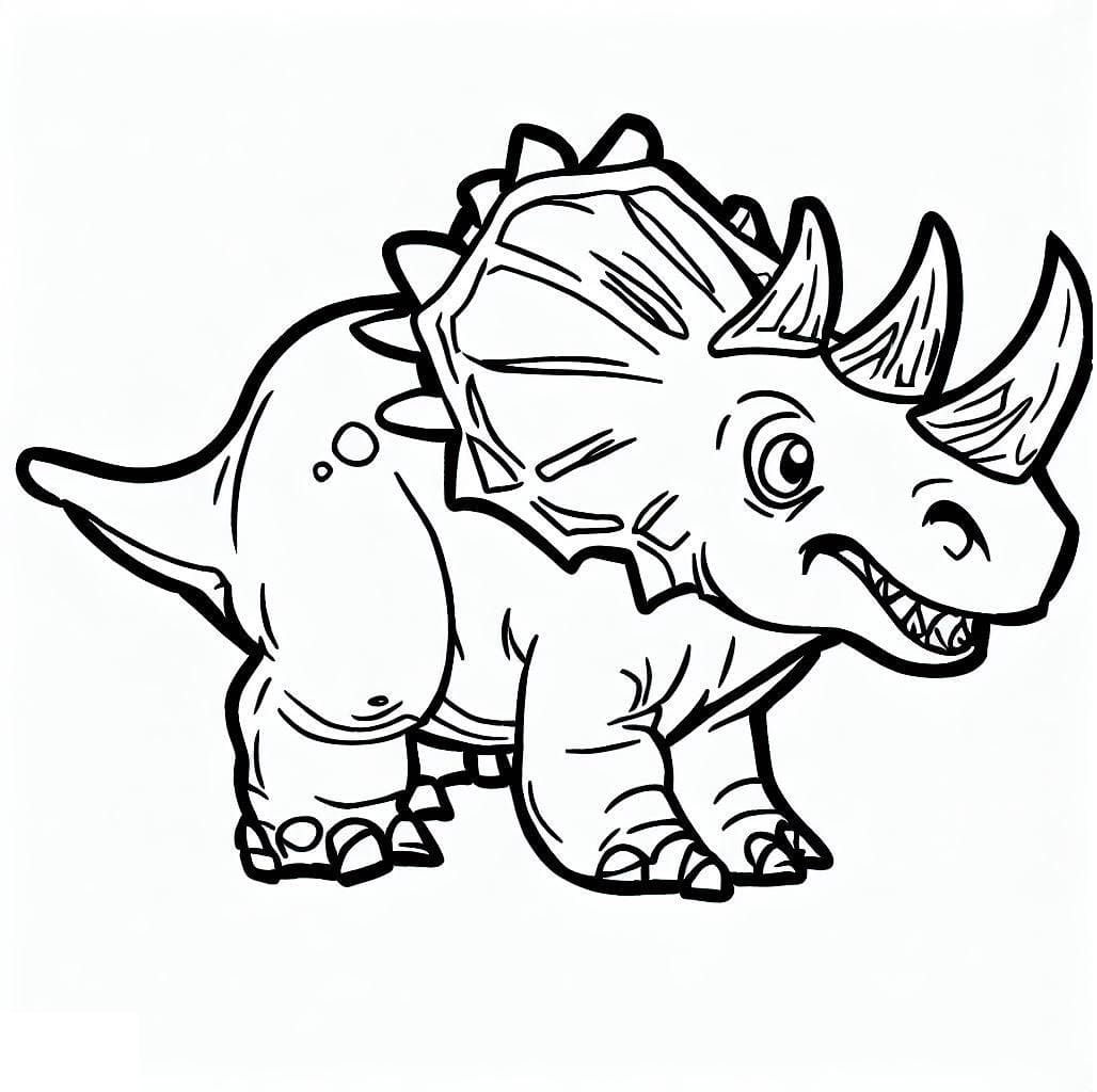 Kolorowanka Narysuj Mały Triceratops