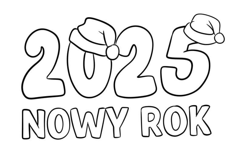 Kolorowanka Narysuj Nowy Rok 2025 prostu