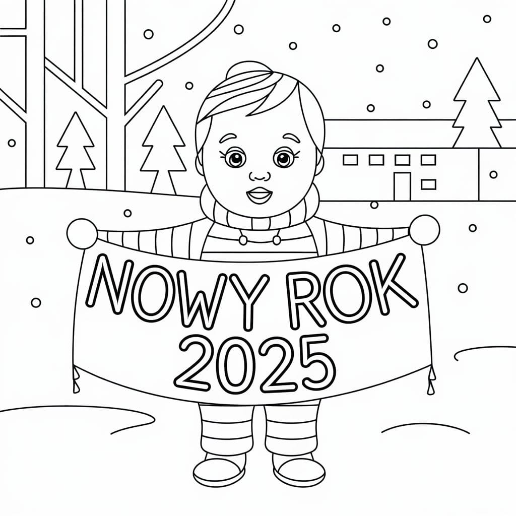 Kolorowanka Narysuj Nowy Rok 2025