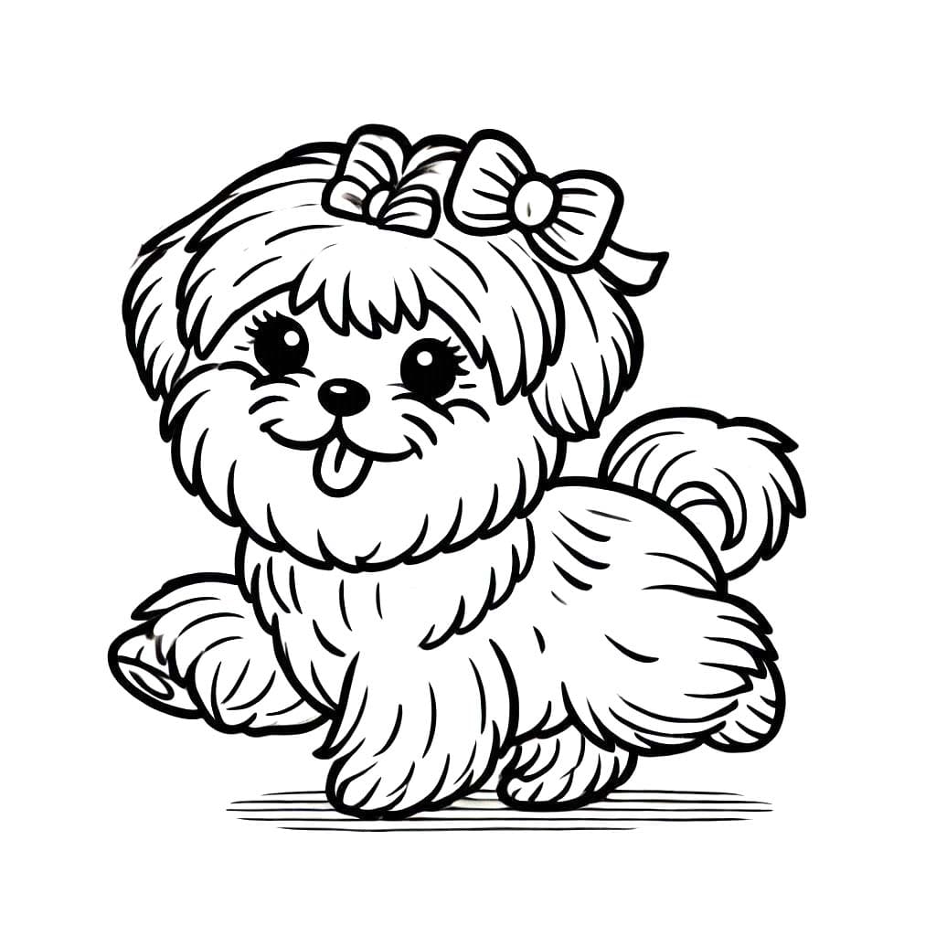 Kolorowanka Narysuj Shih Tzu