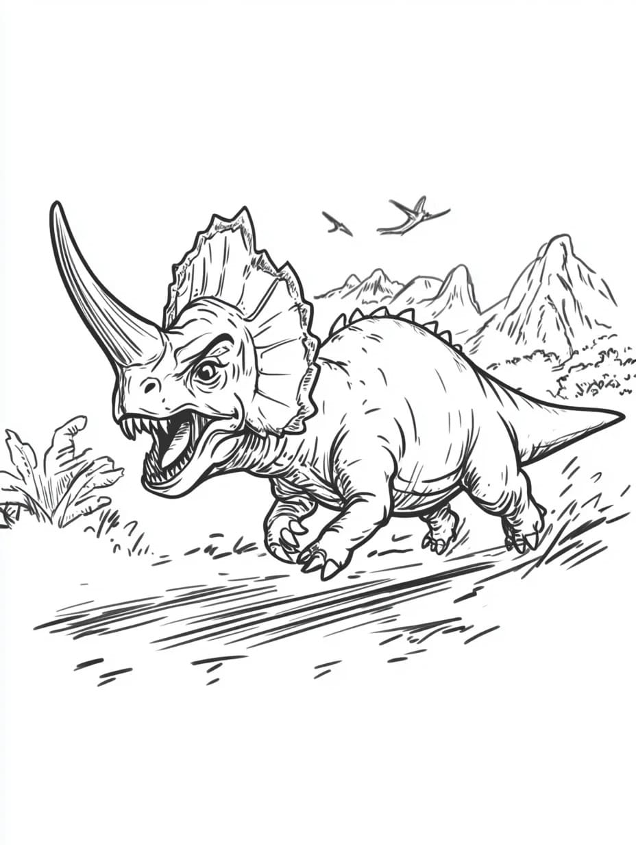 Kolorowanka Narysuj Triceratops 1