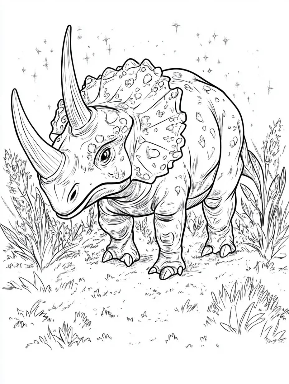 Kolorowanka Narysuj Triceratops 2