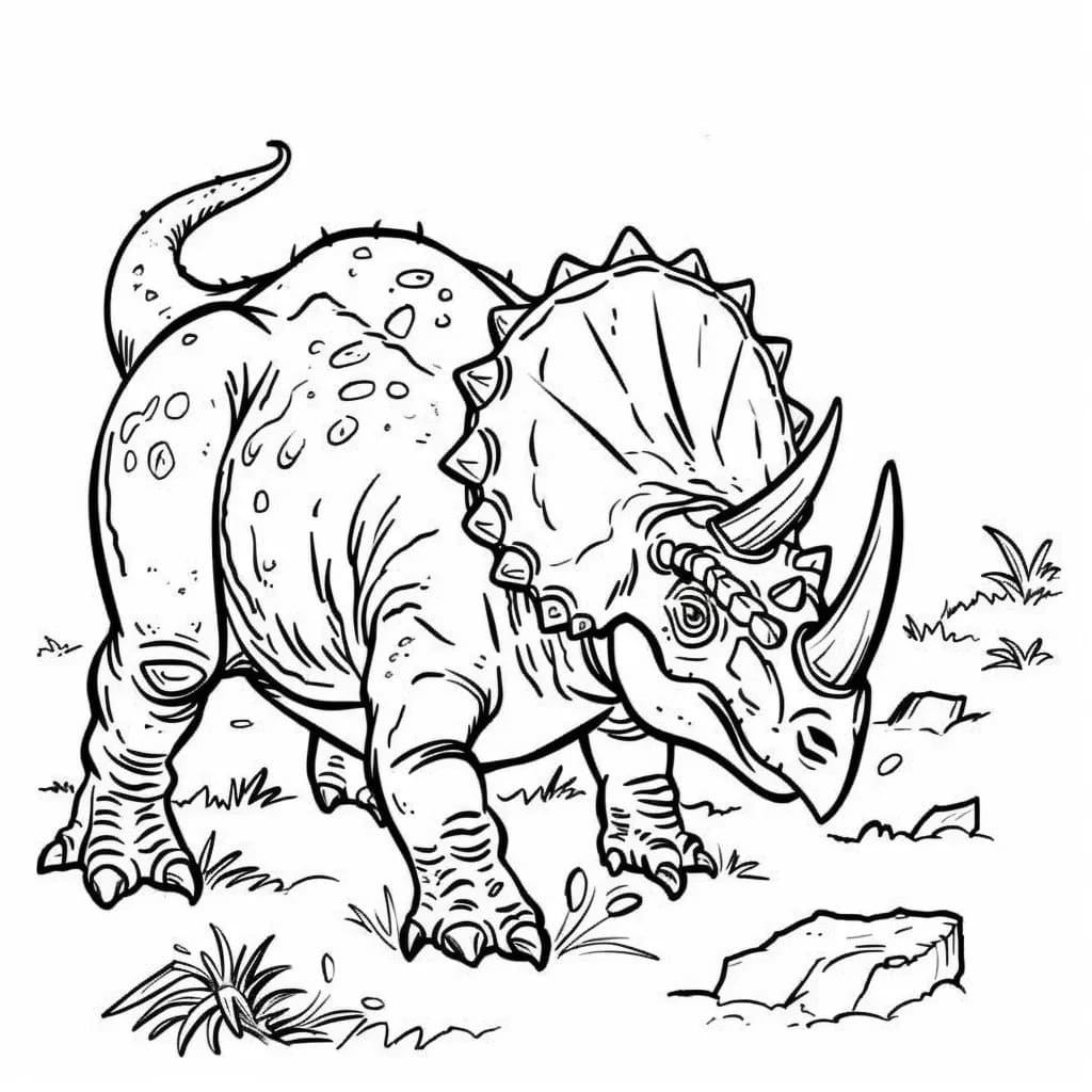 Kolorowanka Narysuj Triceratops 8