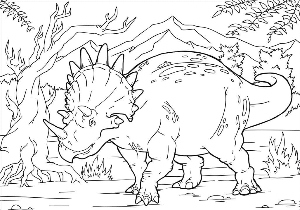 Kolorowanka Narysuj Triceratops Dinozaur