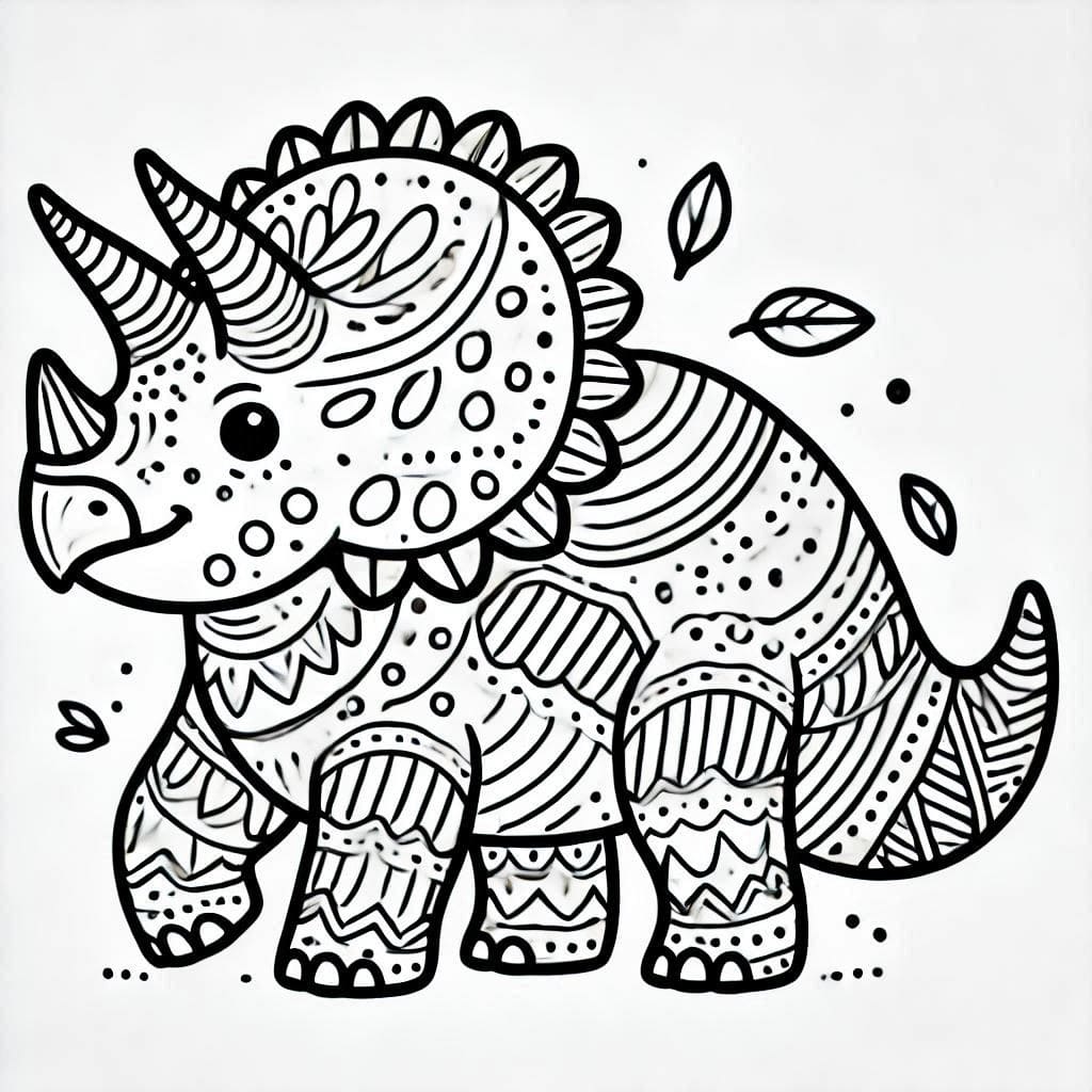 Kolorowanka Narysuj Triceratops Mandala