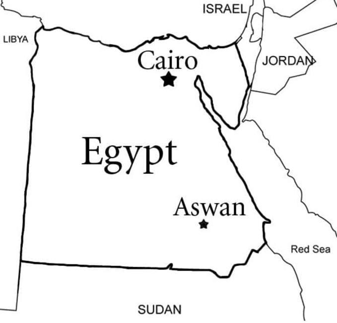 Kolorowanka Narysuj darmową wydrukowania mapę Egipt