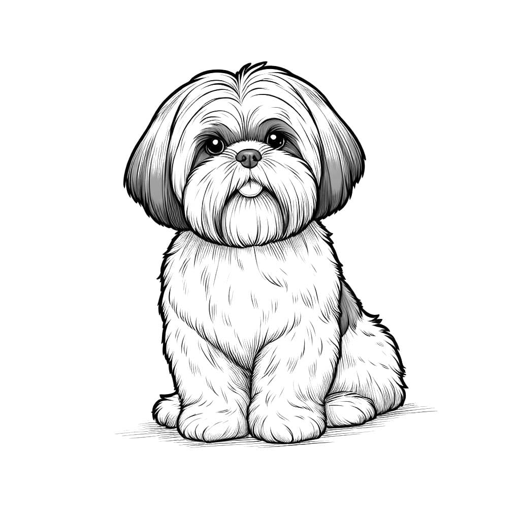 Kolorowanka Narysuj darmowego Shih Tzu