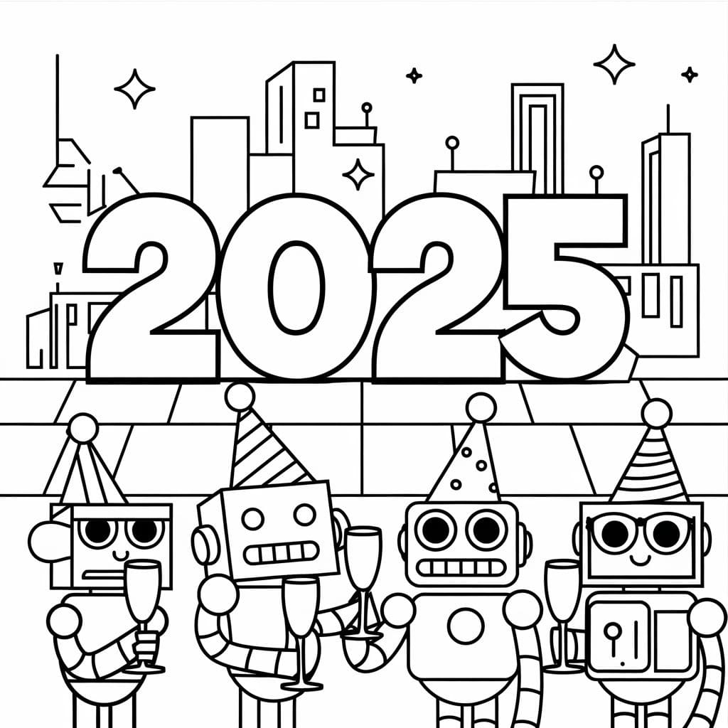 Kolorowanka Obraz Nowy Rok 2025 Do Druku Pobierz Wydrukuj Lub 